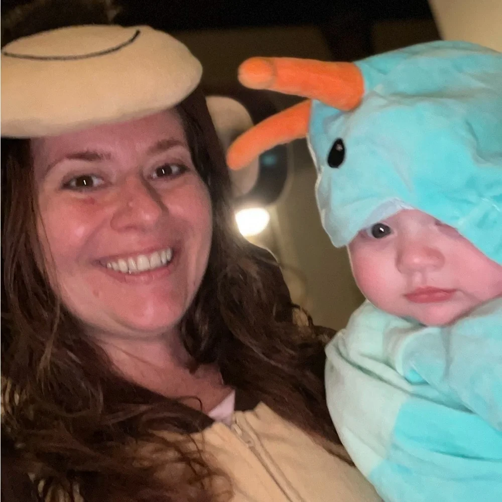 Turquoise & Orange Snail Baby Costume Size 6-12 Months